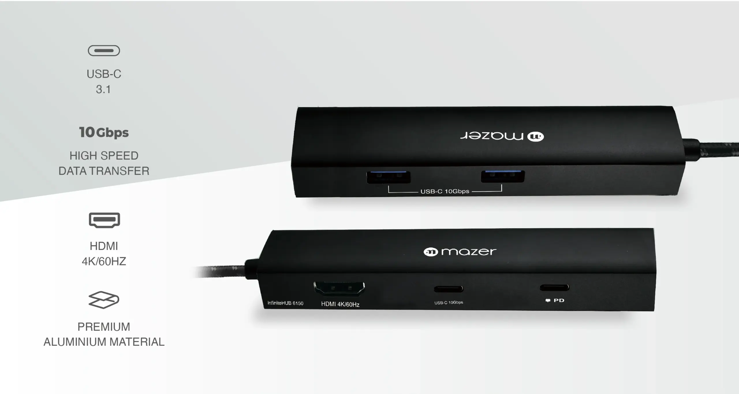 Mazer InfiniteLink Slim USB C Hub 5-in-1 HDMI (MULTI6150)