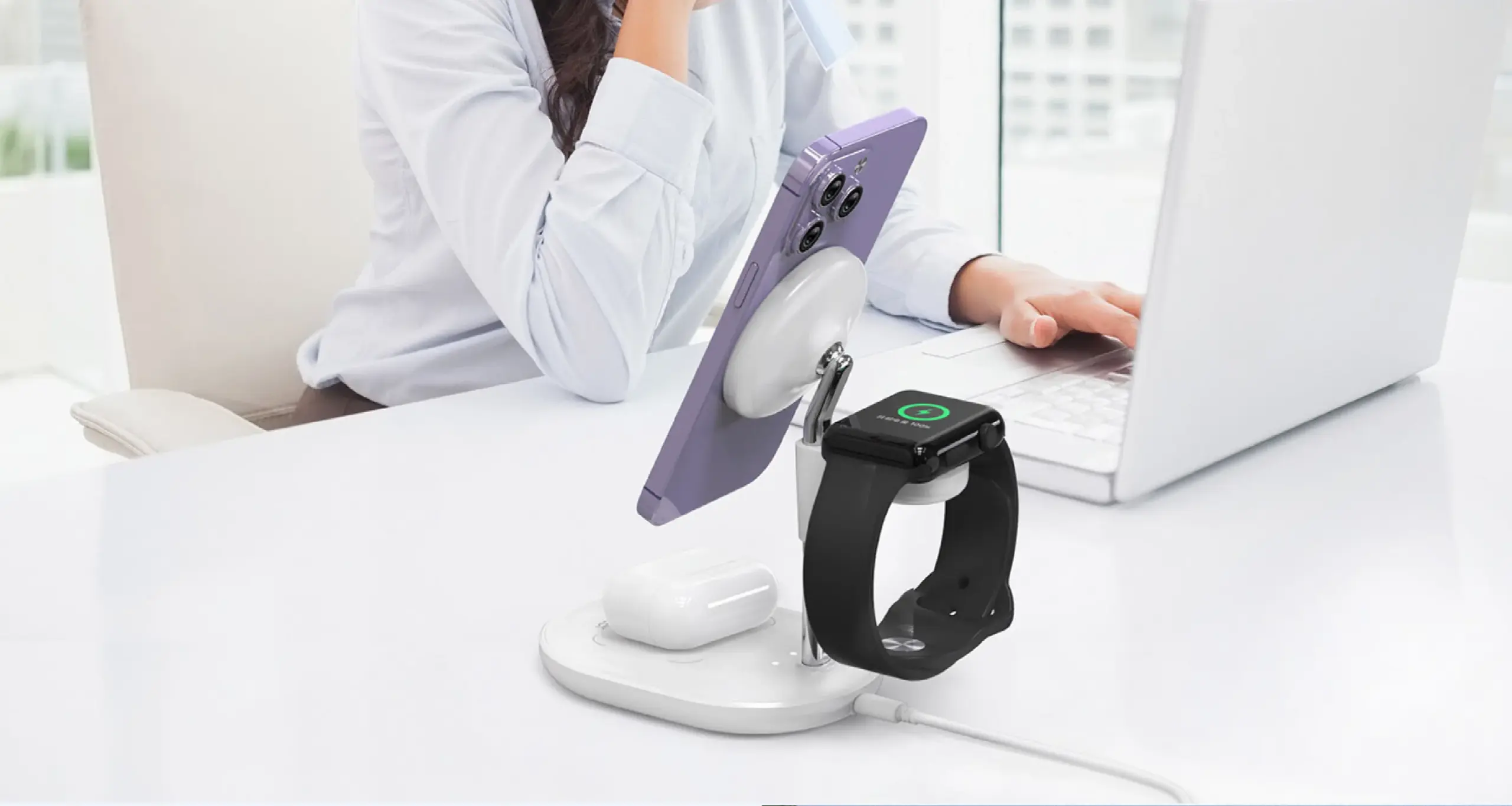 Mazer MagDesk 630 3-in -1 Wireless Charger