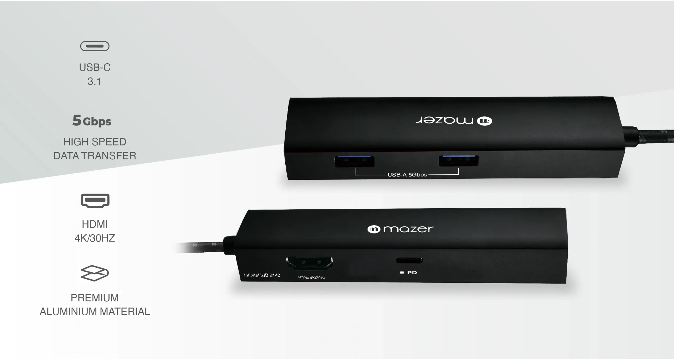 Mazer InfiniteLink Slim USB C Hub 4-in-1 HDMI (MULTI6140)