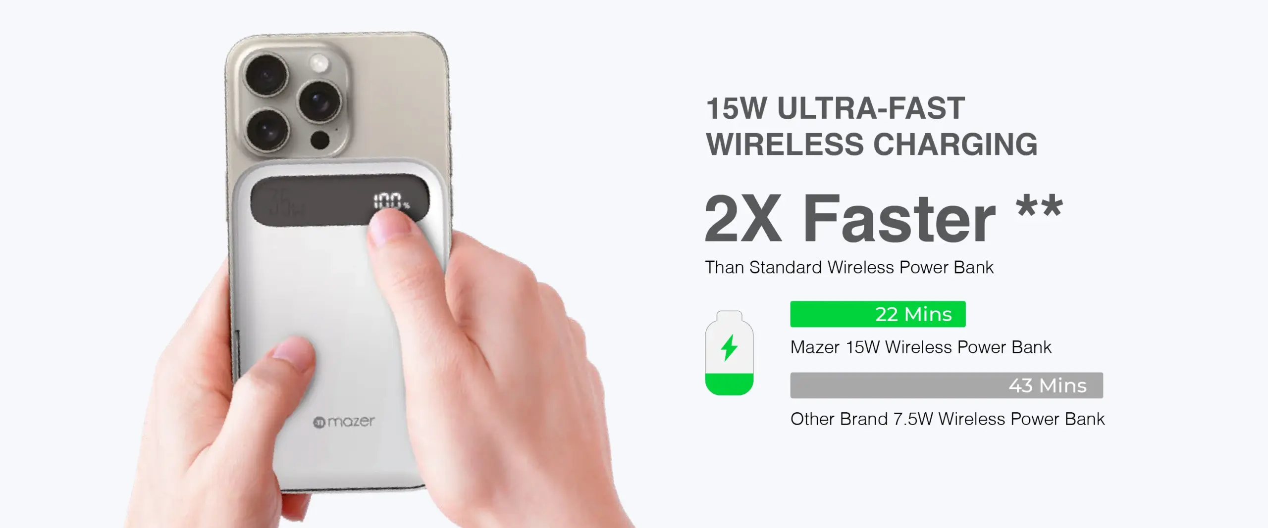 Mazer MagAir17 10,000mAh Magnetic Wireless Power Bank Qi2 Certified 15W