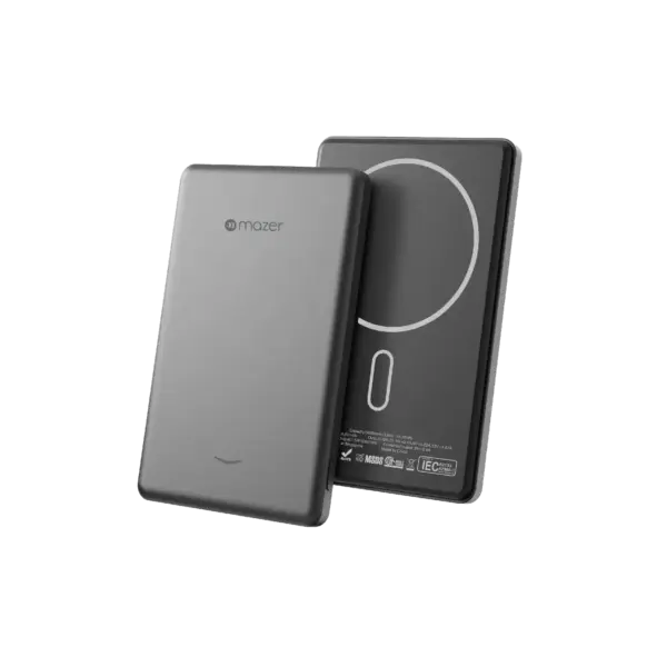 Mazer MagAir19 5000mAh Ultra Slim Magnetic Wireless Power Bank Grey