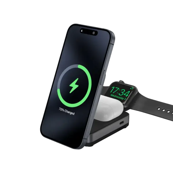 Mazer MagFold Trio Qi2 Certified 15W Foldable 3 in 1 Wireless Charger(9)